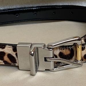 Ralph Lauren Leopard Print Belt with Silver Buckle